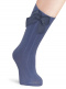 Calcetines altos canalé con lazo de raso con volumen Azul Francia Bluefrance