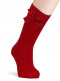 Calcetines altos canalé con lazo de raso con volumen Rojo Red