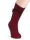 Calcetines altos canalé con lazo de raso con volumen Granate Maroon