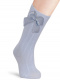 Calcetines altos canalé con lazo de raso con volumen Azul Bebe Babyblue
