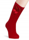 Calcetines altos canalé con lazo de raso doble Rojo Red