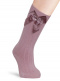 Calcetines altos canalé con lazo de raso doble Rosa Palo Rosewood