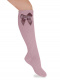 Calcetines altos canalé con lazo de raso doble Rosa Palo Rosewood