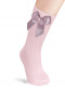 Calcetines altos canalé con lazo de raso doble Rosa Pink