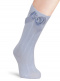 Calcetines altos canalé con lazo de raso doble Azul Bebe Babyblue