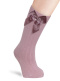 Calcetines altos canalé con lazo de raso doble Rosa Pastel Pinkpie