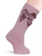 Calcetines altos canalé con lazo de raso doble Rosa Pastel Pinkpie