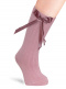 Calcetines altos canalé con lazo de raso fino Rosa Palo Rosewood