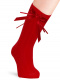 Calcetines altos canalé con lazo de raso fino Rojo Red