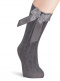 Calcetines altos canalé con lazo de raso largo Gris Grey