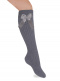 Calcetines altos canalé con lazo de raso largo Gris Grey