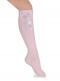 Calcetines altos canalé con lazo de raso largo Rosa Pink
