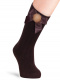 Calcetines altos canalé con lazo de raso y pompón Marrón Brown