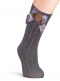 Calcetines altos canalé con lazo de raso y pompón Gris Grey