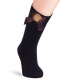 Calcetines altos canalé con lazo de raso y pompón Marino Navyblue