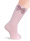 Calcetines altos canalé con lazo de terciopelo Rosa Pink