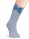 Calcetines altos canalé con lazo de terciopelo Azul Bebe Babyblue