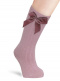 Calcetines altos canalé con lazo de terciopelo largo Rosa Palo Rosewood