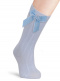 Calcetines altos canalé con lazo de terciopelo largo Azul Bebe Babyblue