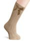 Calcetines altos canalé con lazo de terciopelo largo Nuez Nut