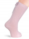 Calcetines altos canalé con lazo trasero Rosa Pink