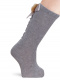 Calcetines altos con costura trasera y lazo con pompón Gris Grey