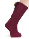 Calcetines altos con costura trasera y lazo con pompón Granate Maroon
