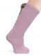 Calcetines altos con costura trasera y lazo con pompón Rosa Palo Rosewood
