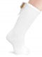 Calcetines altos con costura trasera y lazo con pompón Blanco White