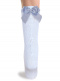 Calcetines altos con costura trasera y lazo de raso doble Azul Bebe Babyblue
