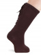 Calcetines altos con costura trasera y lazo de raso doble Marrón Brown