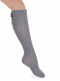 Calcetines altos con costura trasera y lazo de raso doble Gris Grey