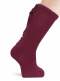 Calcetines altos con costura trasera y lazo de raso doble Granate Maroon