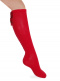 Calcetines altos con costura trasera y lazo de raso doble Rojo Red