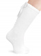 Calcetines altos con costura trasera y lazo de raso doble Blanco White
