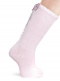 Calcetines altos con costura trasera y lazo largo Rosa Pink
