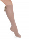 Calcetines altos con costura trasera y lazo pequeño Camel