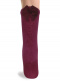 Calcetines altos con costura trasera y lazo pequeño Granate Maroon