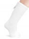 Calcetines altos con costura trasera y lazo pequeño Blanco White