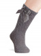 Calcetines altos labrados con lazo de raso doble Gris Grey