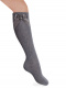 Calcetines altos labrados con lazo de raso doble Gris Grey