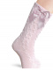 Calcetines altos labrados con lazo de raso doble Rosa Pink