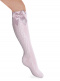 Calcetines altos labrados con lazo de raso doble Rosa Pink