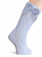 Calcetines altos labrados con lazo de raso doble Azul Bebe Babyblue