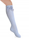 Calcetines altos labrados con lazo de raso doble Azul Bebe Babyblue