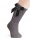 Calcetines altos labrados con lazo de terciopelo largo Gris Grey