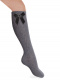 Calcetines altos labrados con lazo de terciopelo largo Gris Grey