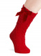 Calcetines altos labrados con lazo de terciopelo largo Rojo Red