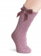 Calcetines altos labrados con lazo de terciopelo largo Rosa Palo Rosewood