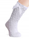 Calcetines altos labrados con lazo de terciopelo largo Blanco White